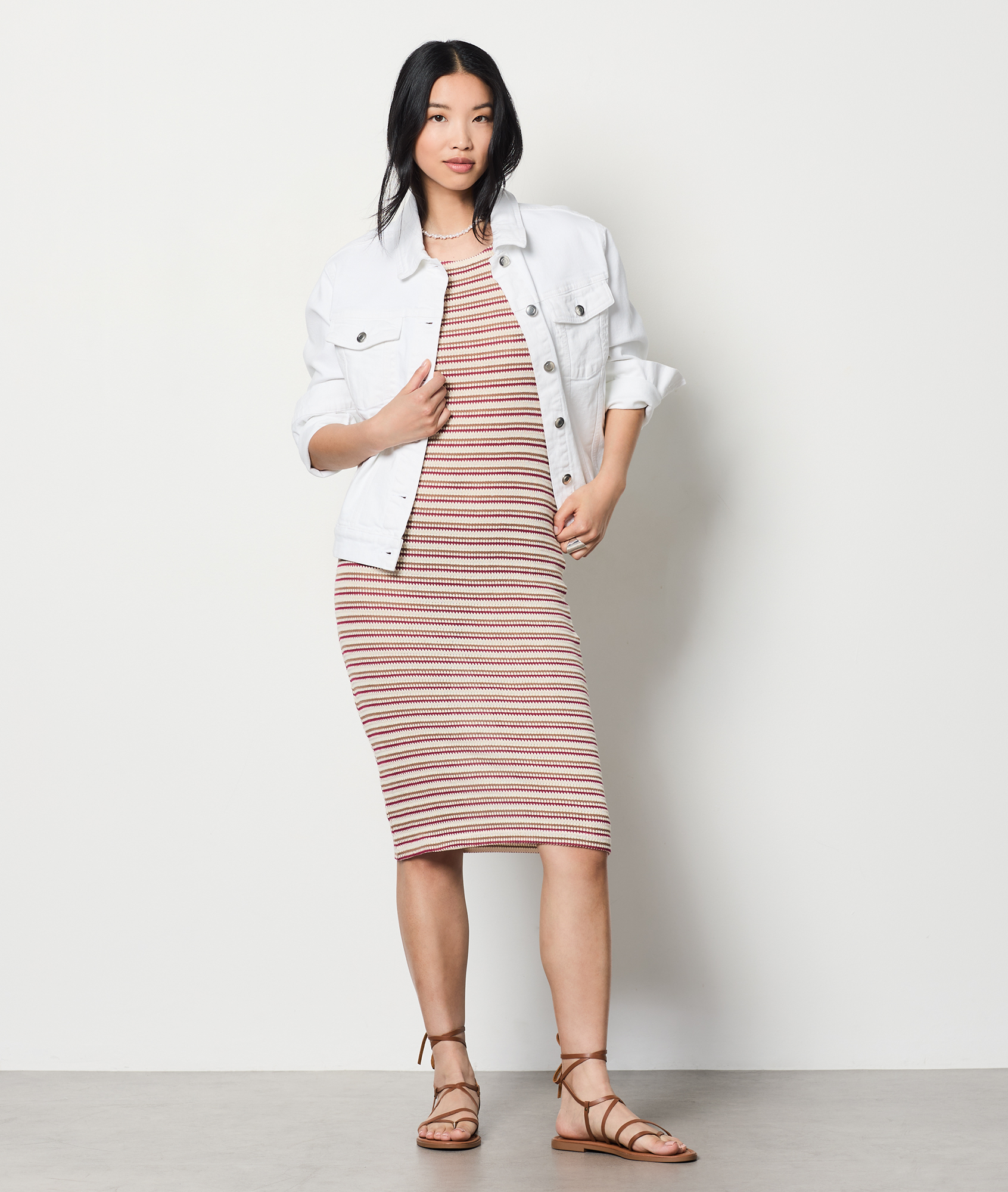 VIOLETA BY MANGO - Robe cache-cœur à rayures - Grandes tailles
