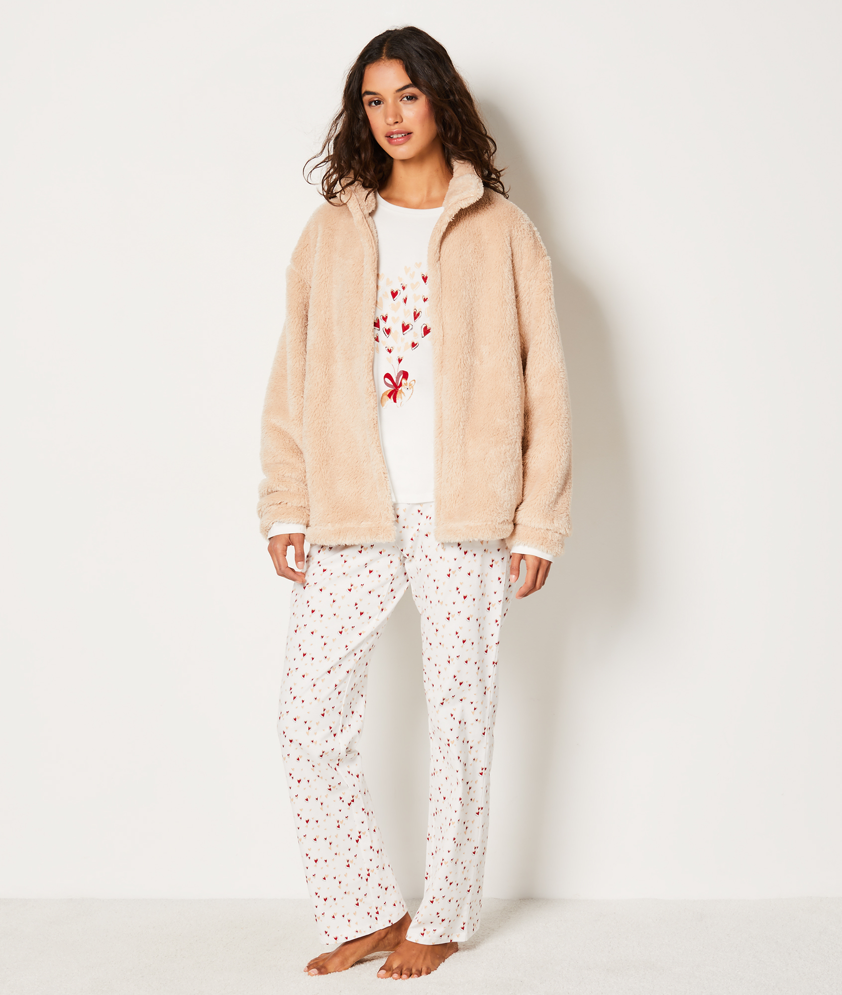 Ensemble Pyjama Etam - Veste Polaire écossaise Rouge + Legging Velours - Taille 38/40 - Occasion Très Bon état