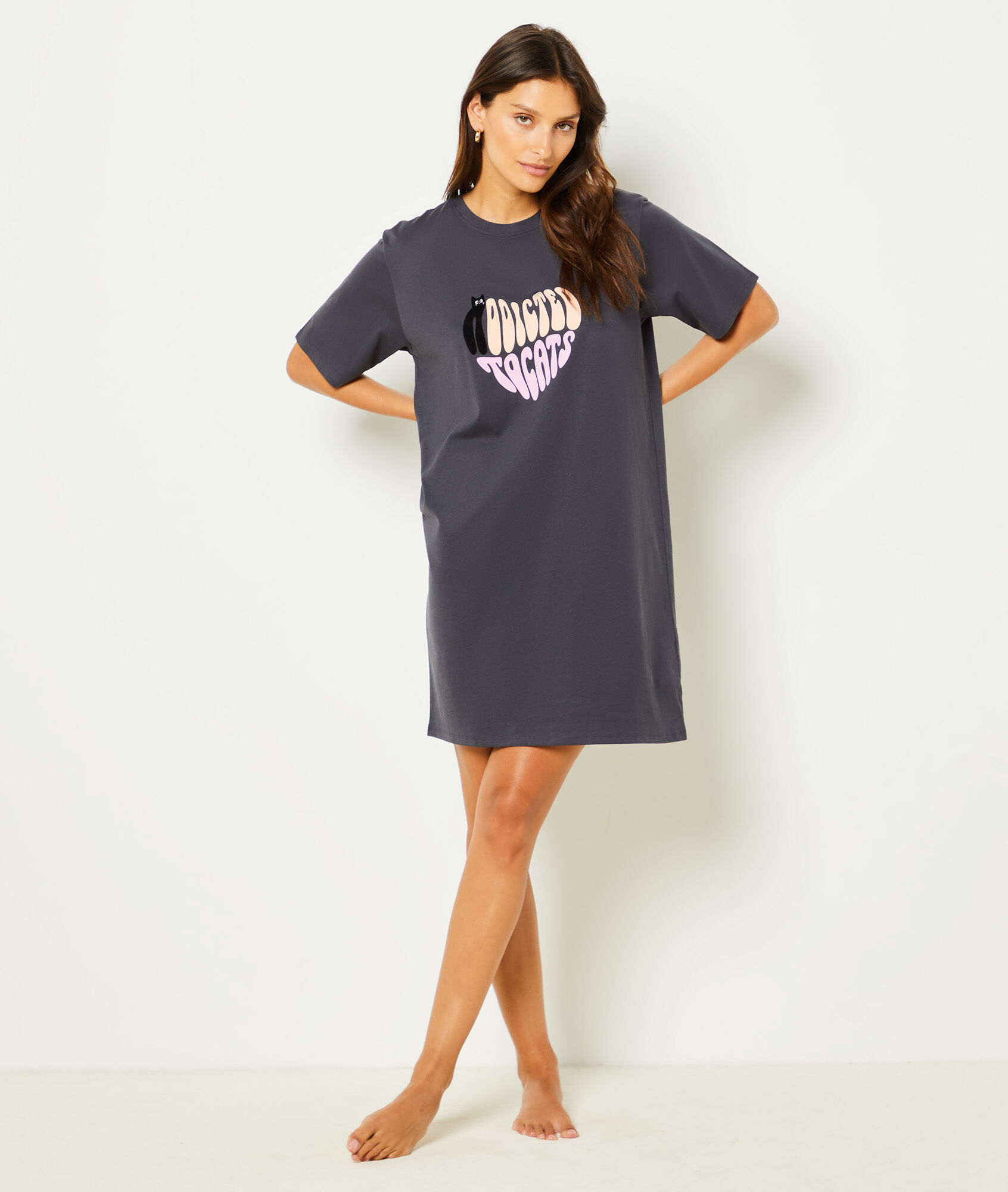 Chemise De Nuit Femme E.FEMME 1022 - 100% Coton Doux - Tailles 38 à 54 - Imprimé Floral Pastel - Fabriqué En UE
