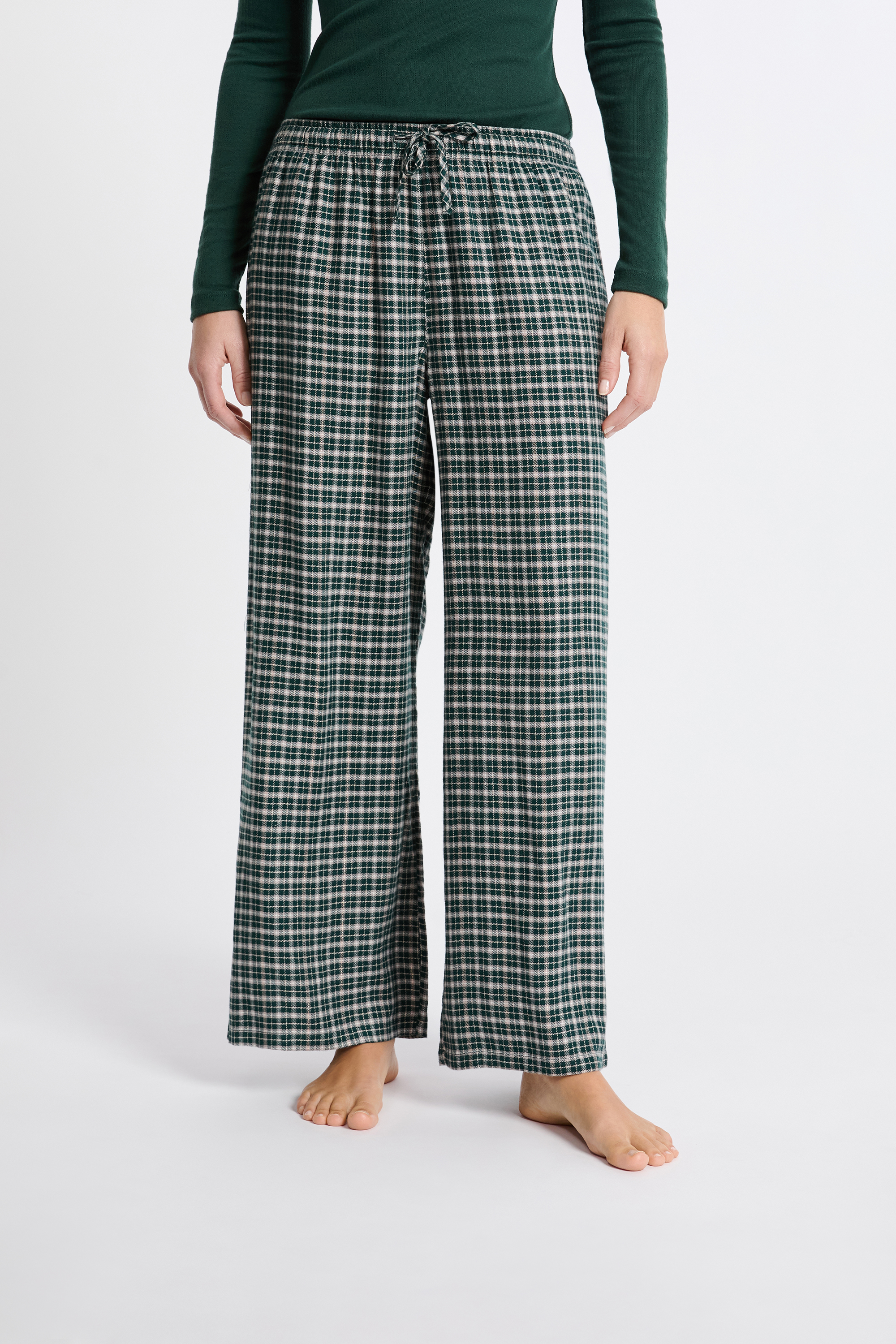 Pantalon De Pyjama à Carreaux Femme - Coton Chaud Avec Poches Et Cordon De Serrage - Confort Doux Pour Nuit Et Détente